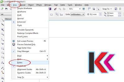 Desain kaos dengan coreldraw - tambahkan rulers