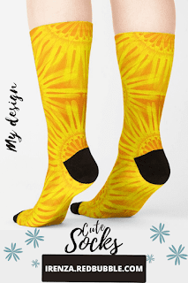 Yellow sun flowers pattern Socks.