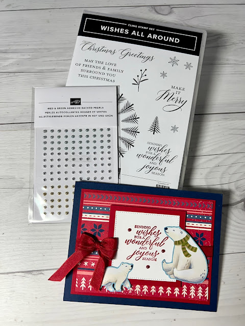 Tools and stamp set used to create Beary Christmas Suite holiday cards