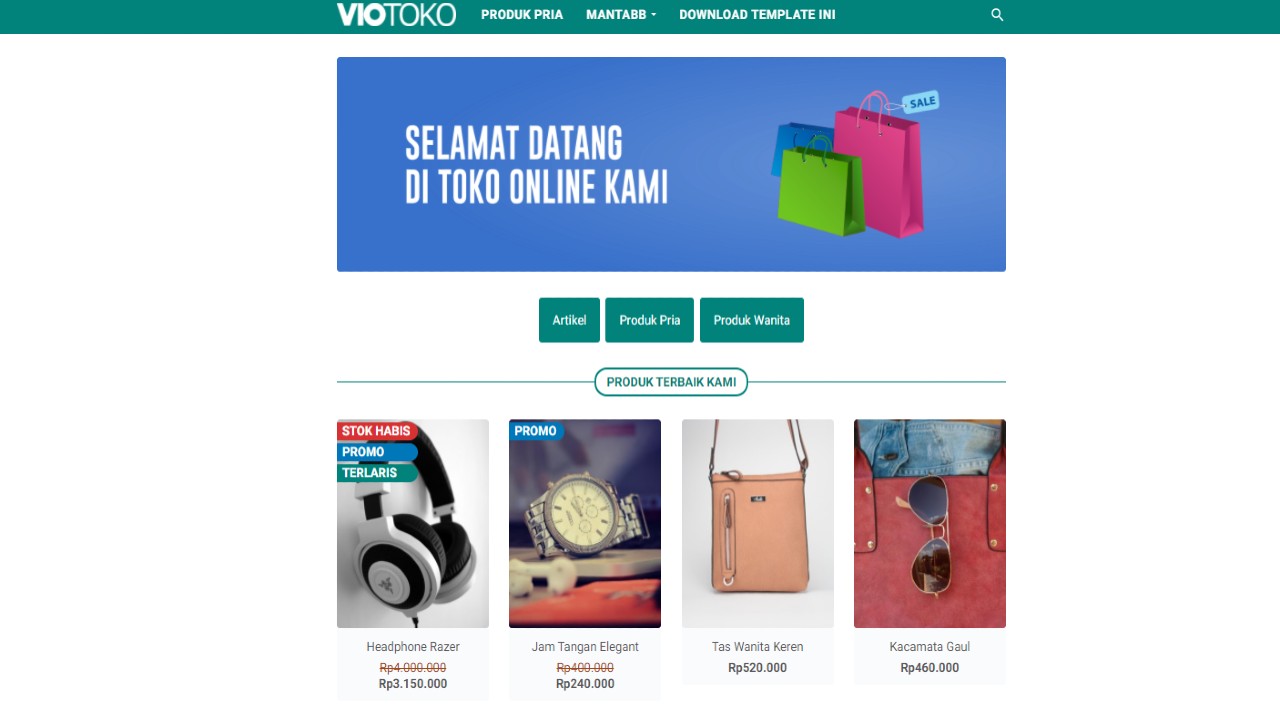 Download Template VioToko-Template Toko Online GRATIS untuk Blogger
