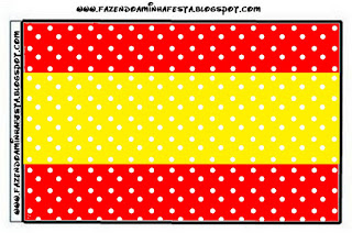 Red, Yellow and Withe Polka Dots Free Printable  Labels.