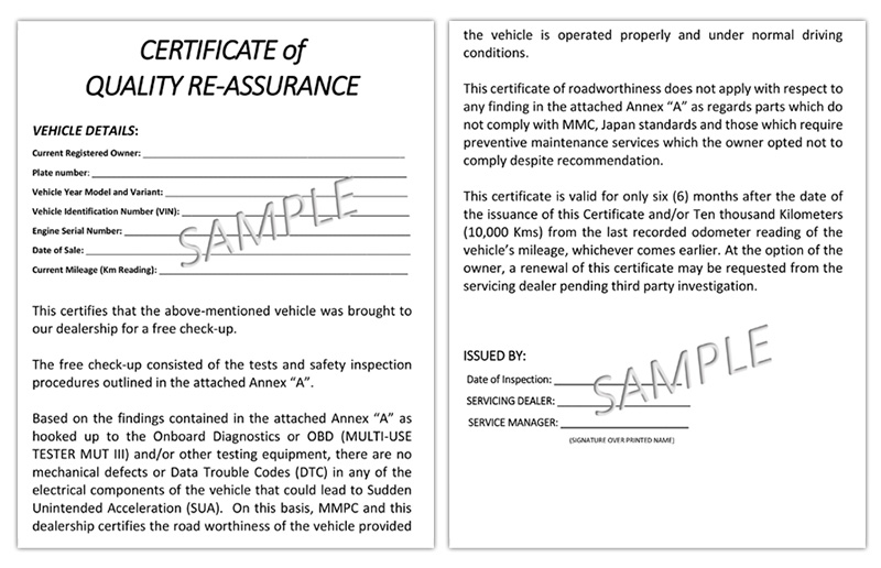 Mitsubishi Montero Sport Free Inspection Campaign