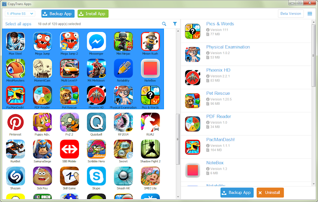 a selection of iphone apps on the pc