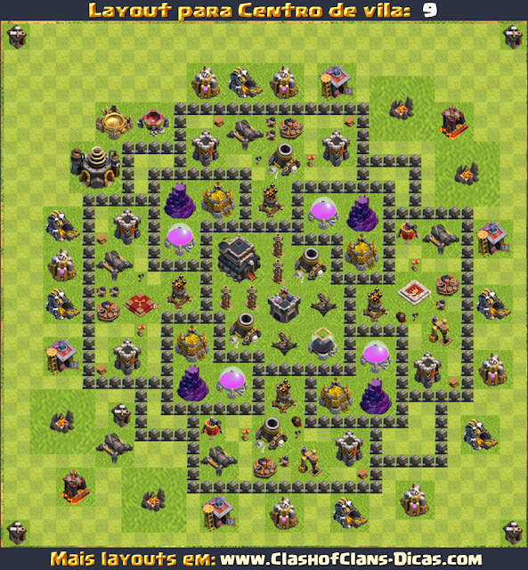 Layout Centro de Vila 9 para Clash of Clans