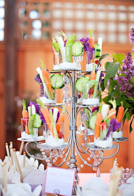 Vegetables served in shot glasses for a wedding, very fun and very fancy!