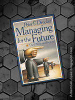 Beauty shot picture of book by Peter Drucker, "Managing for the Future", "The 1990's and Beyond"