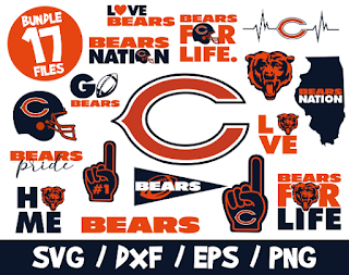 Bears SVG Bundle, Chicago Bears Svg, NFL Team SVG, Bears Nation Shirt, Bears Cricut, Bears For Life Svg, Bears Helmet, Bears Logo, Heartbeat