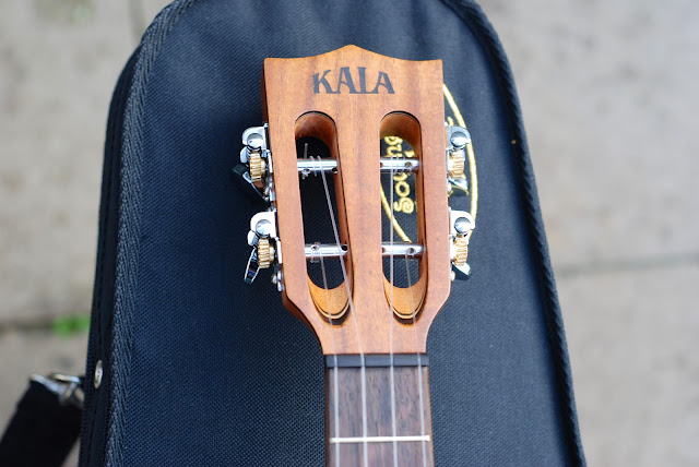 Kala All Solid Acacia Tenor ukulele slotted headstock