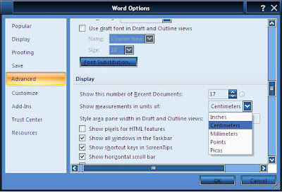 Cara Mengubah Inchi ke centimeter di Microsoft Word 2007