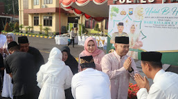 Kapolres Pasuruan  AKBP Teddy Chandra  Sholat Id Bersama Keluarga Besar Polres di Masjid Rofiqul Ummah