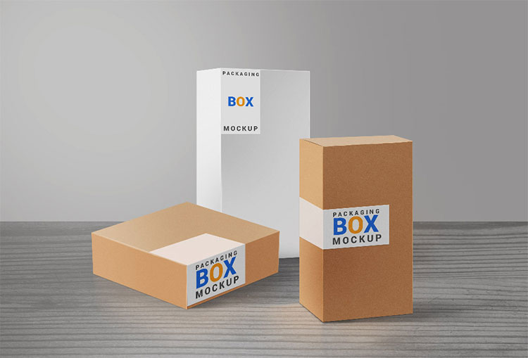 Product Packaging Boxes PSD Mockup