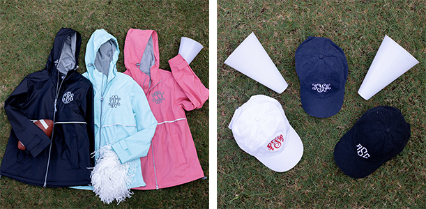 personalized rain jacket and baseball hat