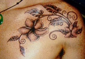 Shoulder Tribal Flower Tattoos for Women