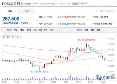 포스코홀딩스 주가 일봉