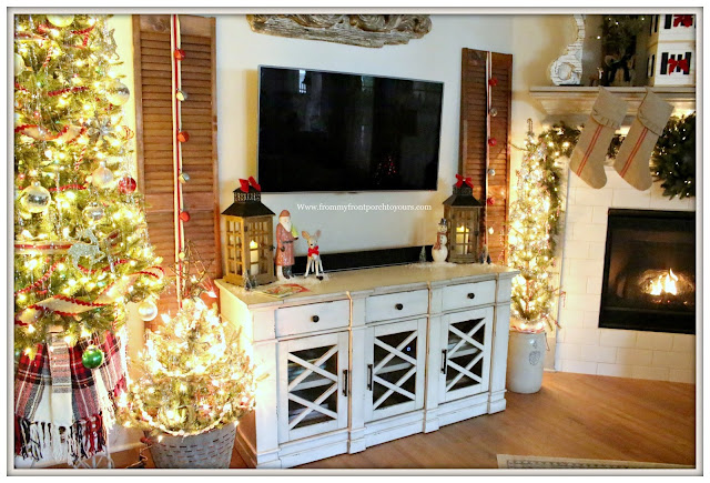 French Country Farmhouse Christmas -Living Room-Christmas Mantel-Vintage Style-From My Front Porch To Yours