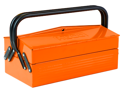 metal tool box, orange