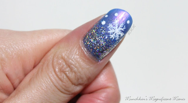 Glitter Gradient and Snowflake Nail Design