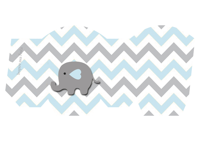 Baby Elephant in Grey and Light Blue Chevron Free Printable Box.