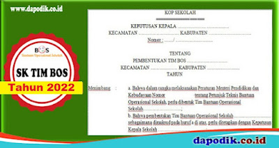 Contoh SK TIM BOS Reguler Terbaru - File Format Doc