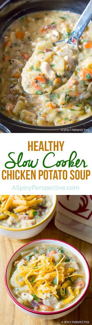 Healthy Slow Cooker Potato Soup with Chicken