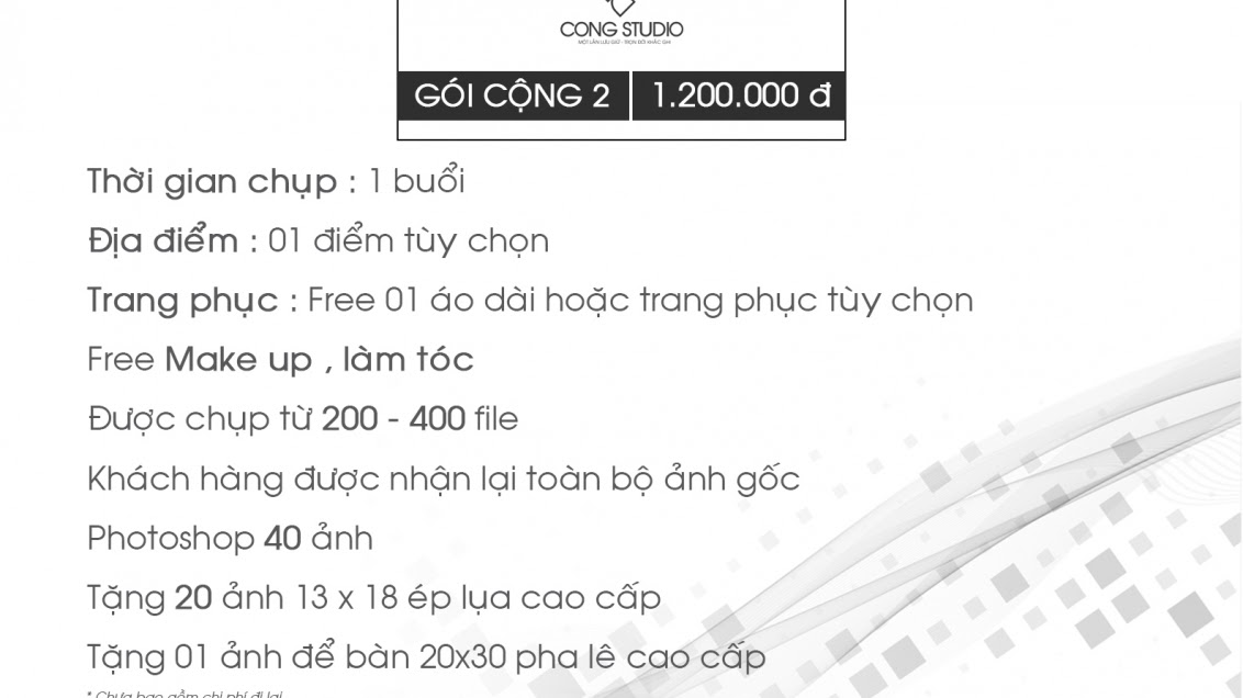 Bảng giá dịch vụ 2