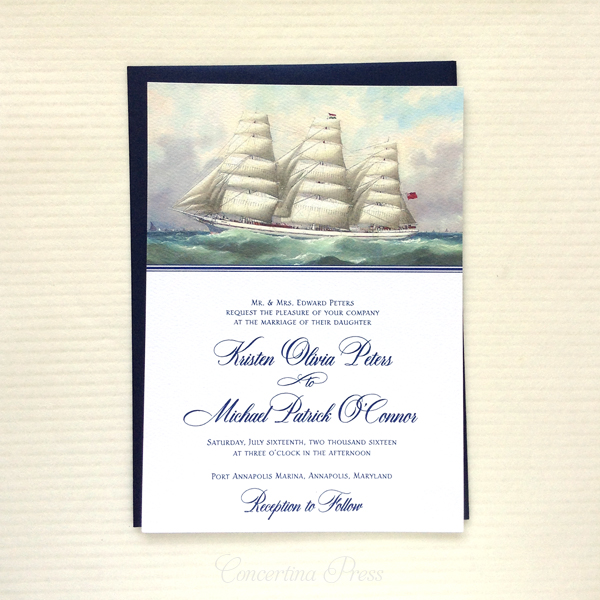 merchant ship wedding invitations for a wedding on a boat