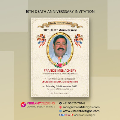 10th Death Anniverssary invitation , death anniverssary invitation design thrissur, invitation design-thrissur, obitury invitation thrissur