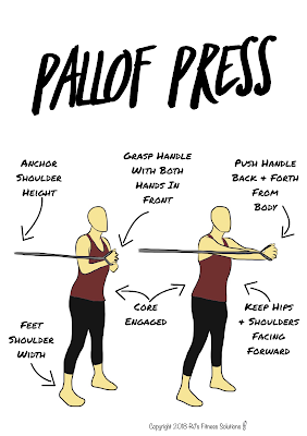 Cable Pallof Press Instructions Diagram