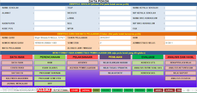 Aplikasi Administrasi Guru Mata Pelajaran Kurikulum  Aplikasi Administrasi Guru Mata Pelajaran Kurikulum 2013 Terbaru