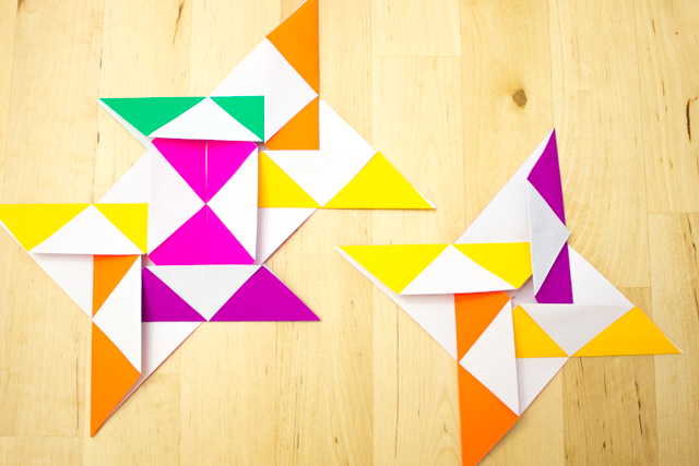 How to make origami paper quilts- such a fun kids' math art and craft idea to do with friends