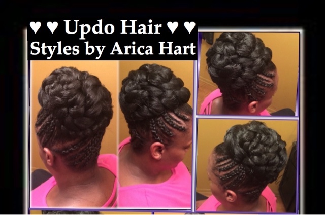 Updo, braids, stuffed twist, weave, black hair styles & care