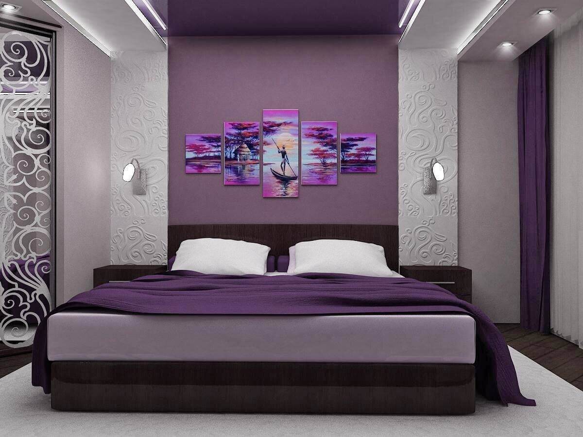 الوان غرف نوم |ديكورات ألوان غرف نوم باللون الموف والأبيض