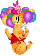 Abecedario Animado de Winnie the Pooh Volando con Globos.