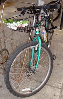 townie mountain bike with flower on the basket