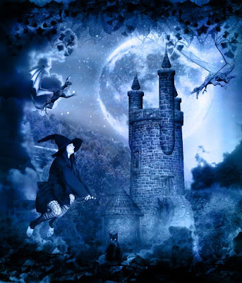 halloween witch in a castle wallpaper