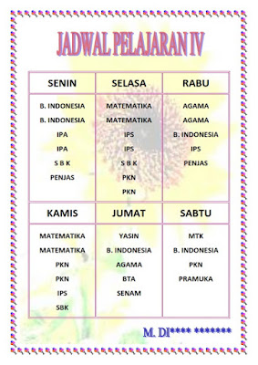 Jadwal Piket Sekolah dan Jadwal Pelajaran Sekolah