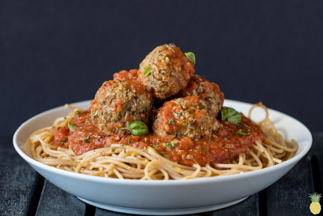 Vegan Eggplant Meatballs (Oil-free + Low-fat) #vegetarian #lowfat