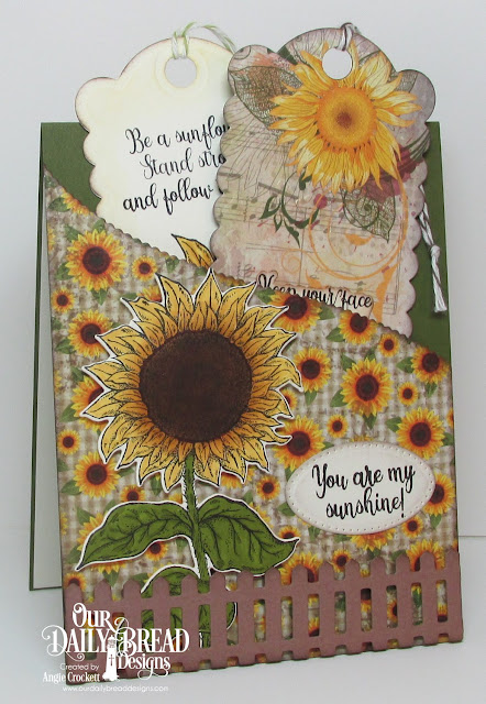 ODBD Be A Sunflower, ODBD Custom Sunflower Die, ODBD Custom Bookmarks Dies, ODBD Follow the Son Paper Collection, ODBD Custom Fence Die, ODBD Custom Leafy Edged Borders Dies, Card Designer Angie Crockett