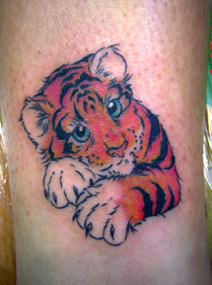 kitty tiger, girly tattoo