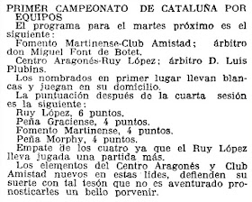 I Campeonato de Catalunya de ajedrez por equipos de 1927, recorte de prensa