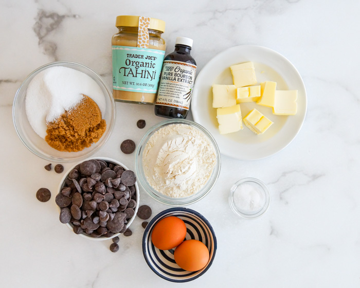 Salted Tahini Chocolate Chip Cookies ingredients