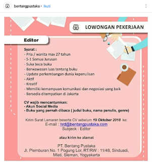 PT Bentang Pustaka sebagai Editor