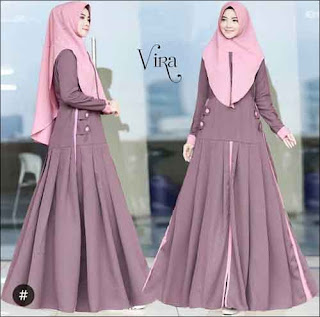 Gamis Murah Polos terbaru Vira Syar'i warna dusty Lavender bahan wollycrepe