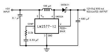 5v ke 12v Boost Converter menggunakan fixed output step up voltage regulator IC LM2577-12