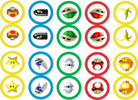 mario kart cupcake toppers free printable, party supplies