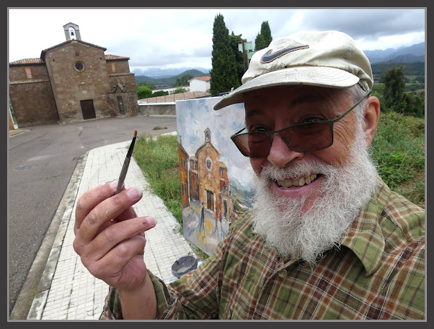 CASSERRES-PINTURA-BAIXADA-TEMPERATURA-FOTOS-PINTANT-ESGLESIA-SANTA MARIA DE L'ANTIGUITAT-PAISATGES-BERGUEDÀ-PINTOR-ERNEST DESCALS