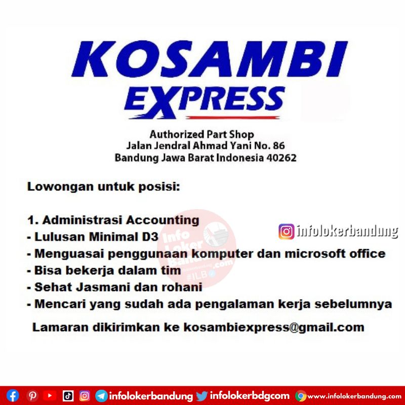 Lowongan Kerja Kosambi Express Bandung April 2022