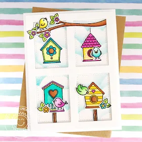 Sunny Studio Stamps: A Bird's Life Grid Design Birdhouse Card by Amy Yang