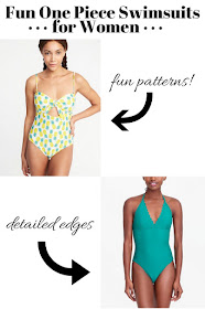 Fun one piece swimsuits for women. Little details to make that mom swimsuit stand out!