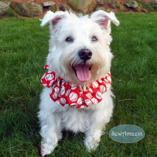  Baseball Dog Scrunchie, Red